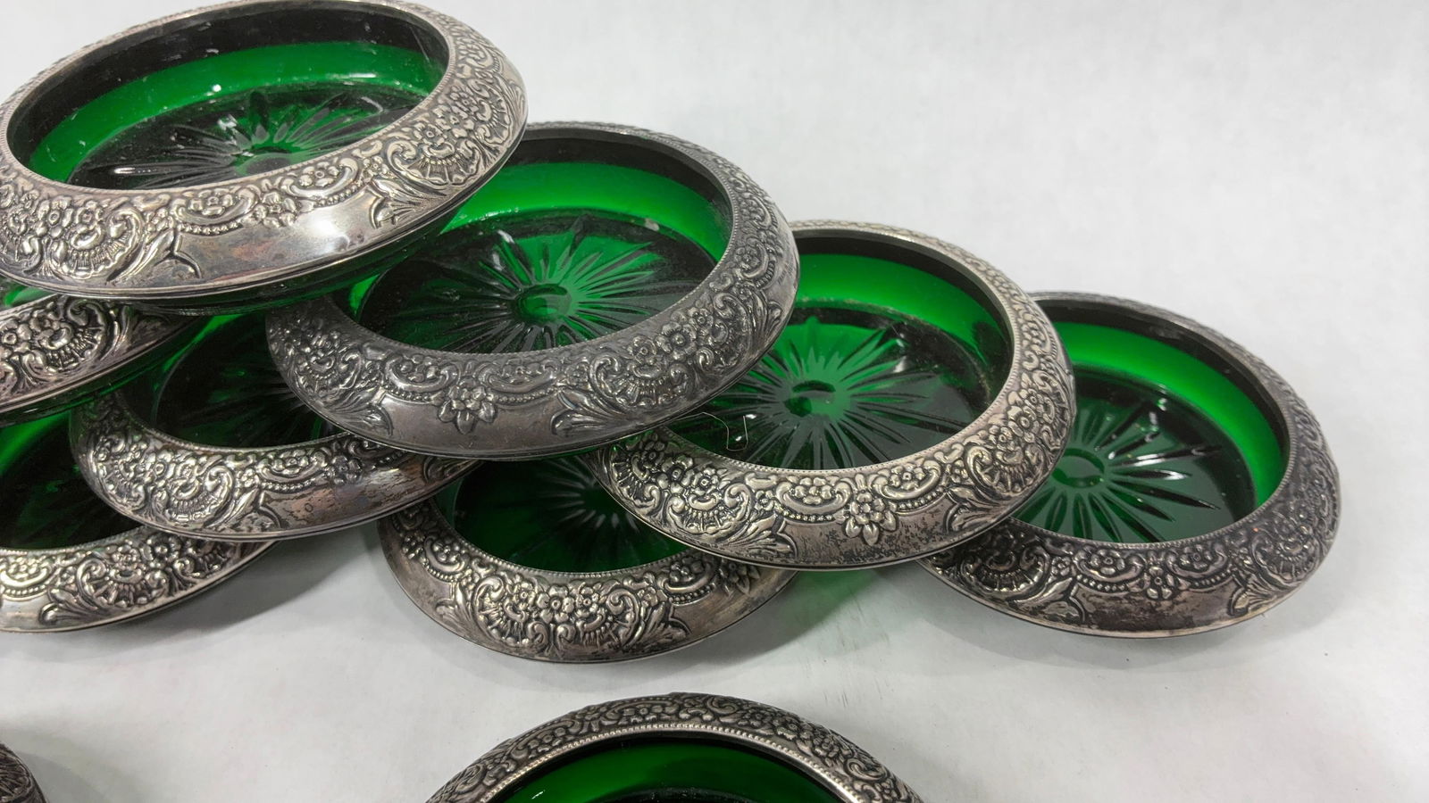 Sterling & Emerald Daisy Pattern Coasters - 3