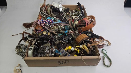 Large Lot of Bracelets, Gothic Style and Leather Cuffs
