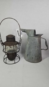 PRR Lantern and 1 Gal. Galvanized Oil Can