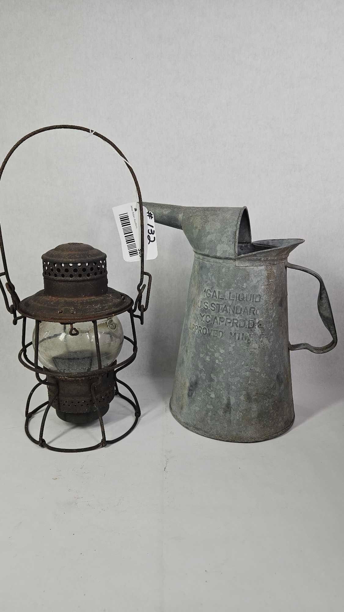 PRR Lantern and 1 Gal. Galvanized Oil Can (1 of 6)