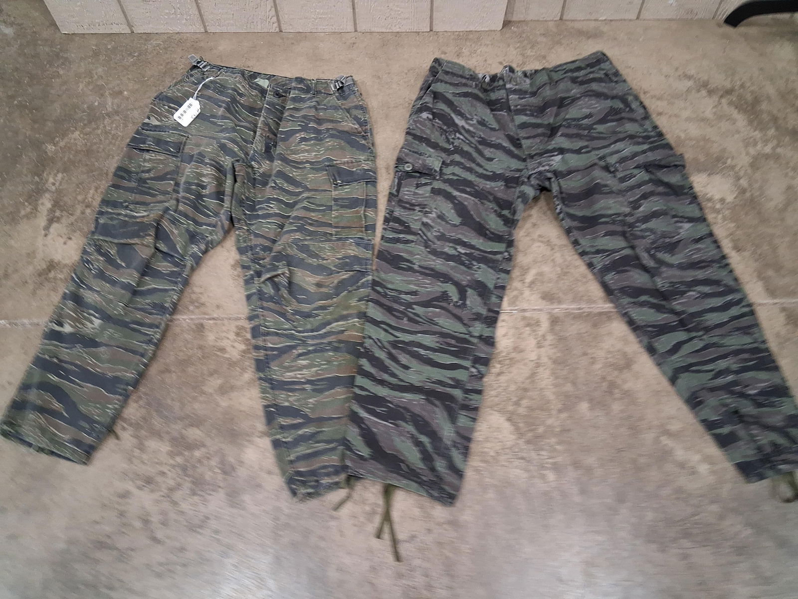 Tiger Stripe Jungle Camo Pants: Military issue size large and XL