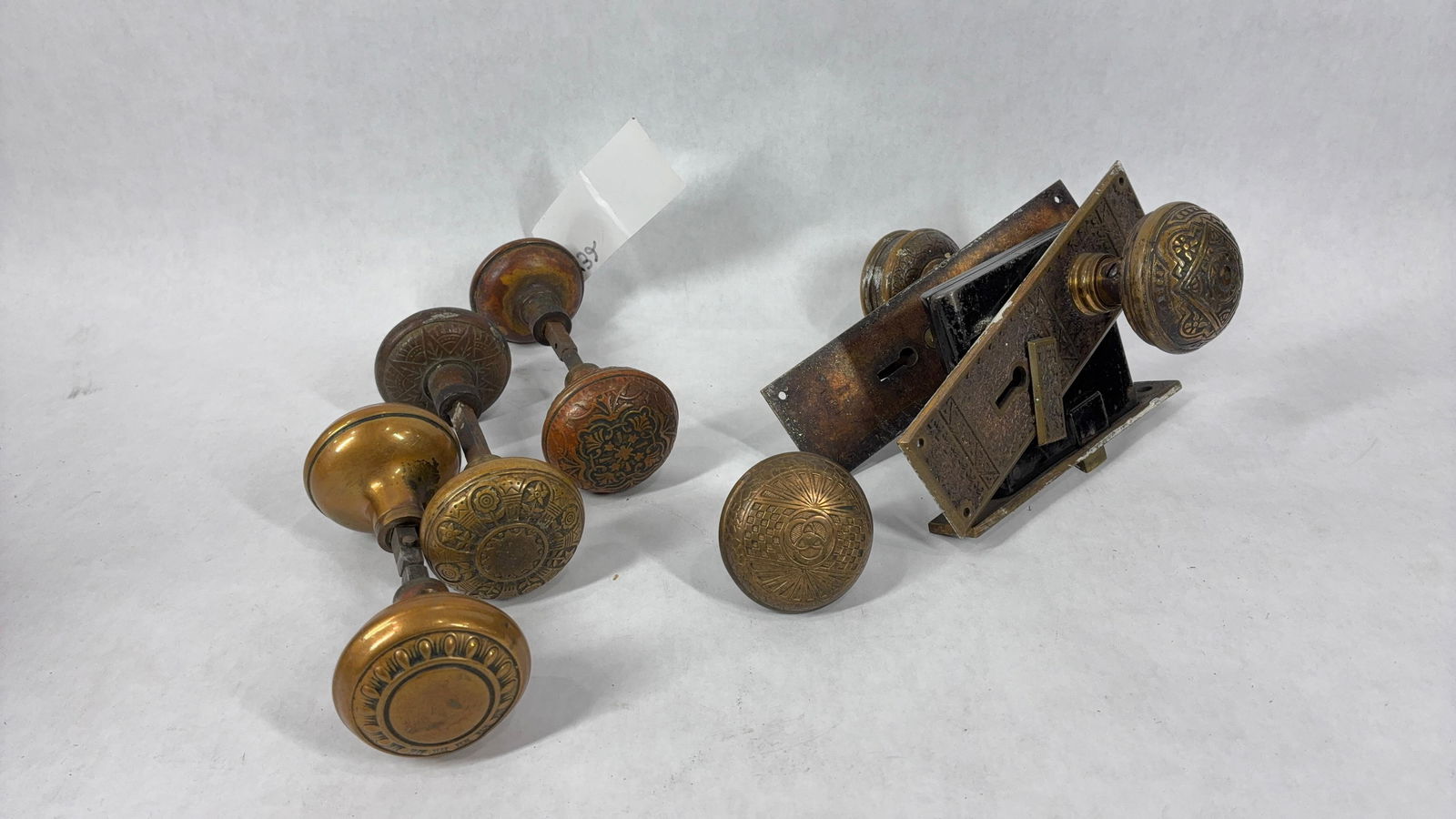 Early Victorian Style Entry Door Hardware along with 3 Knob sets (1 of 6)