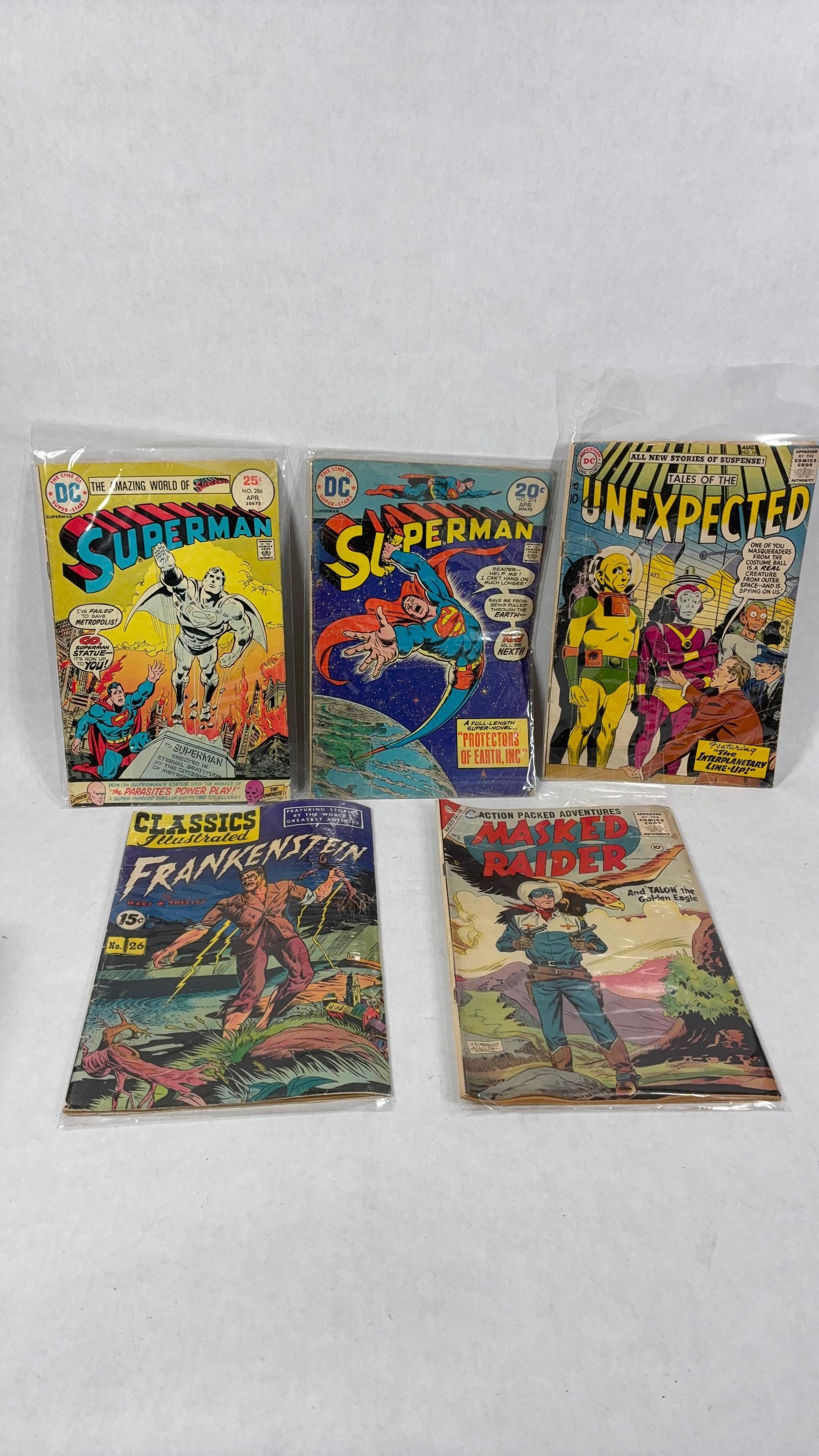 Lot of Early Comics Inc DC Superman, Masked Raider, Frankenstein & Tales of the Unexpected (1 of 6)