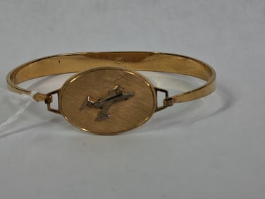 10K Gold Fighter Jet Cuff Bracelet