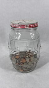 Hardestys Fine Candies Country Store Lidded Jar with Gold Dollars, Half Dollars, Quarters, Pennies