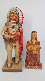 Daniel Boone Liquor Decanter & 1976 V. Kendrick Native American Chief Statue
