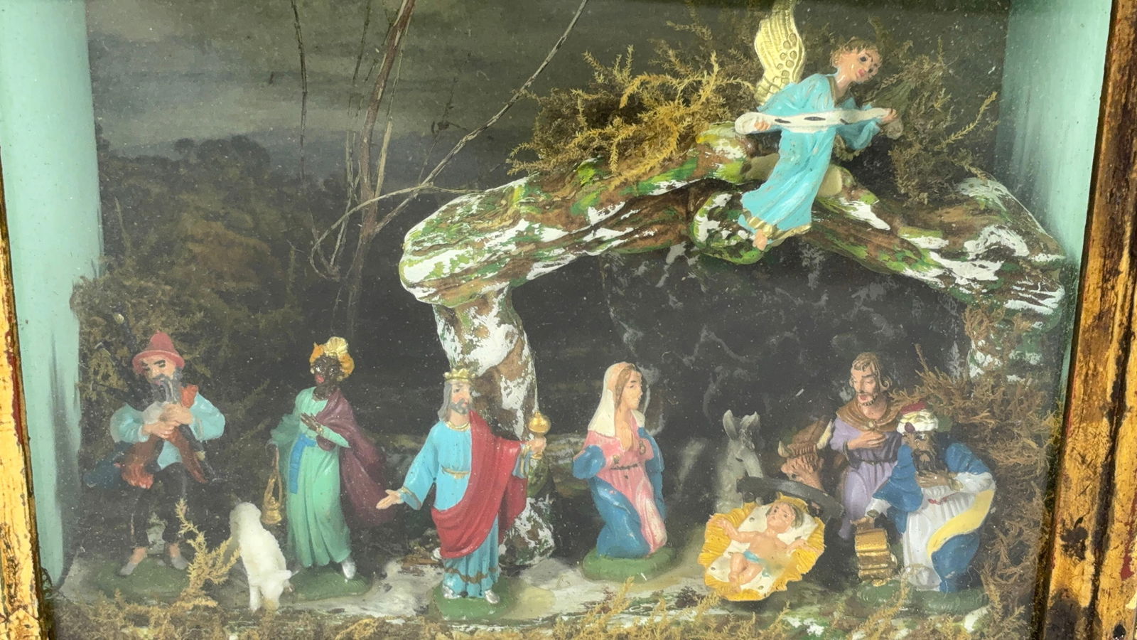 Italian Miniature Nativity Diorama Shadow Box Display (1 of 7)