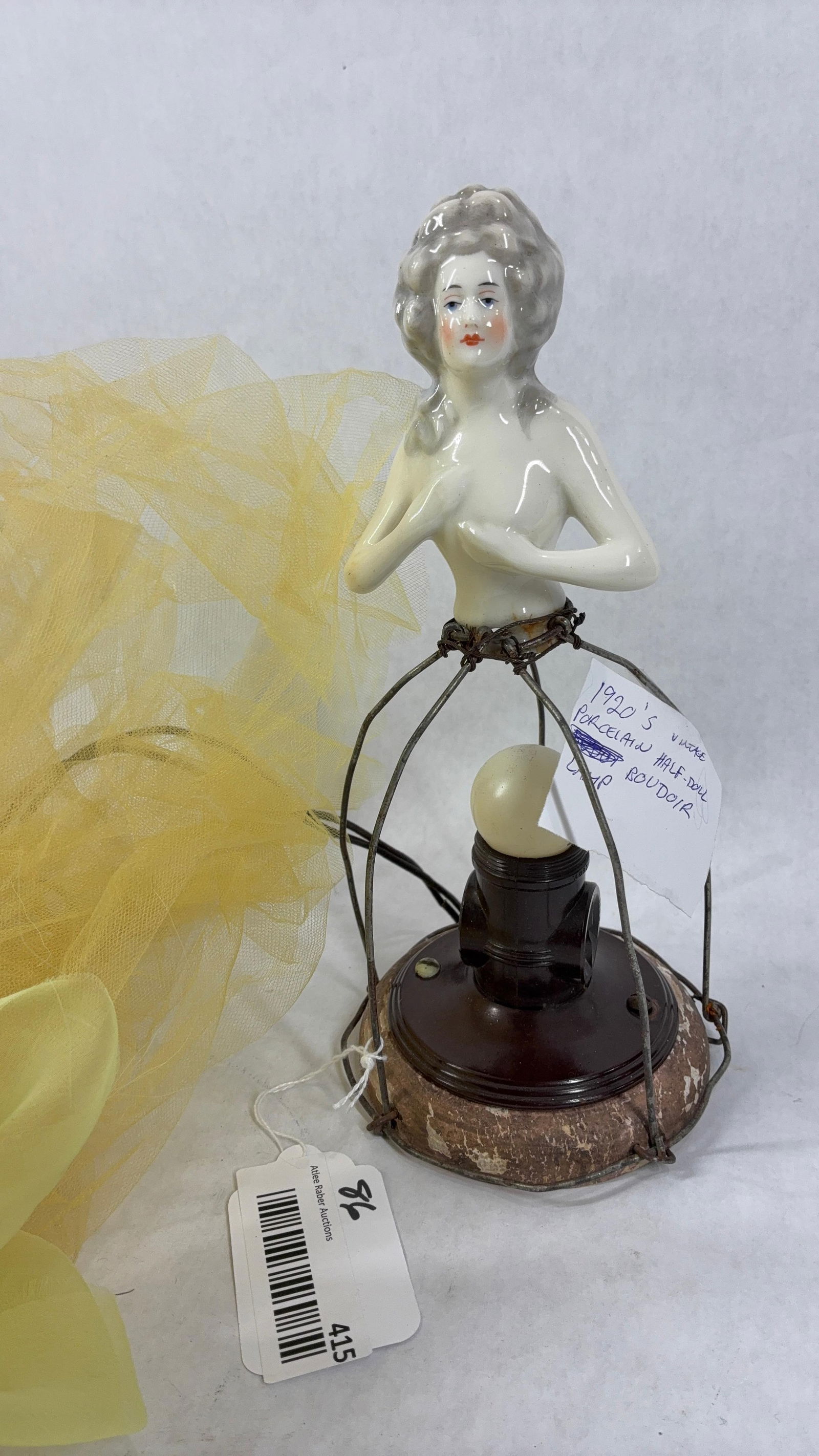 1920's Porcelain Lady Half Doll Boudoir Lamp Base (1 of 5)