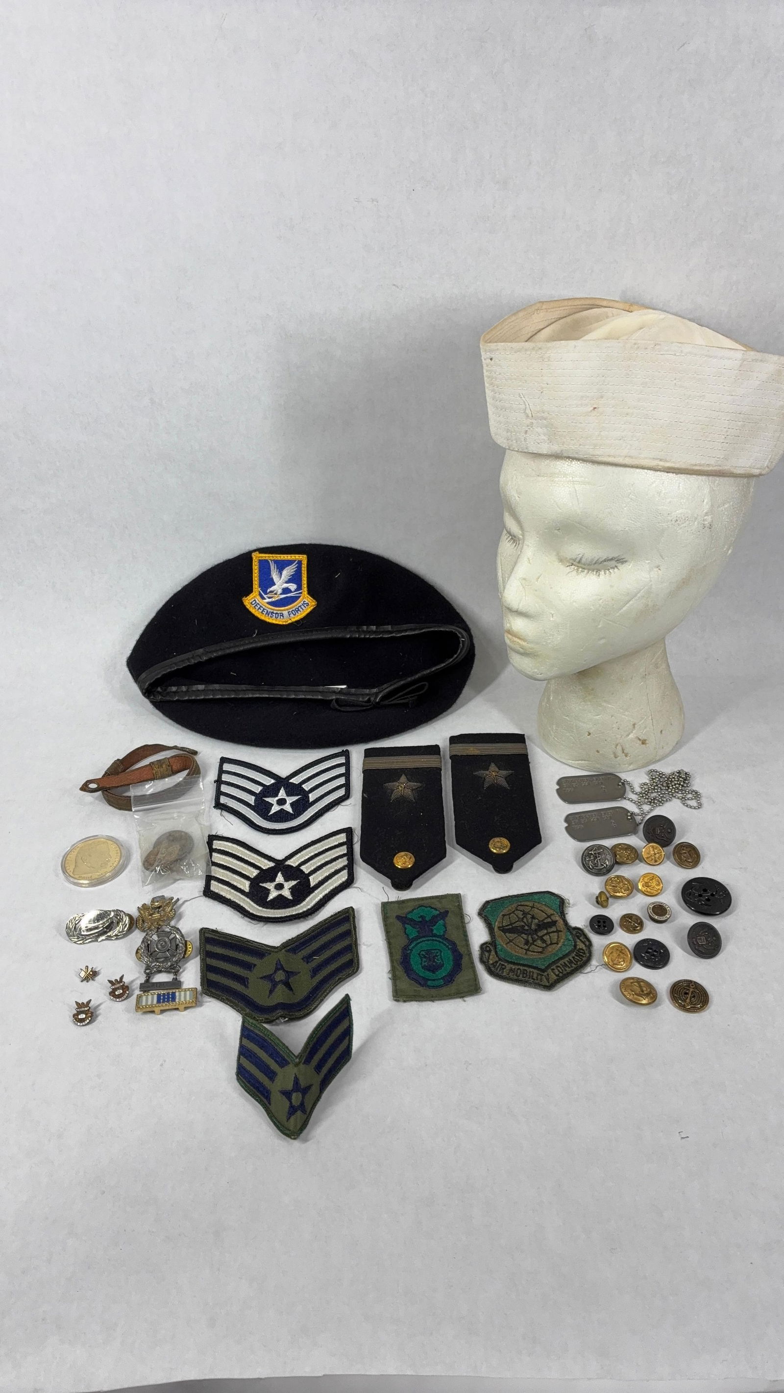US Military, Naval, Air Force and More Hats, Badges, Pins, Buttons, Dog Tags and More (1 of 12)