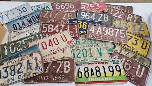 Loaded Lot of 50+ Early to Vintage License Plates Mostly Ohio