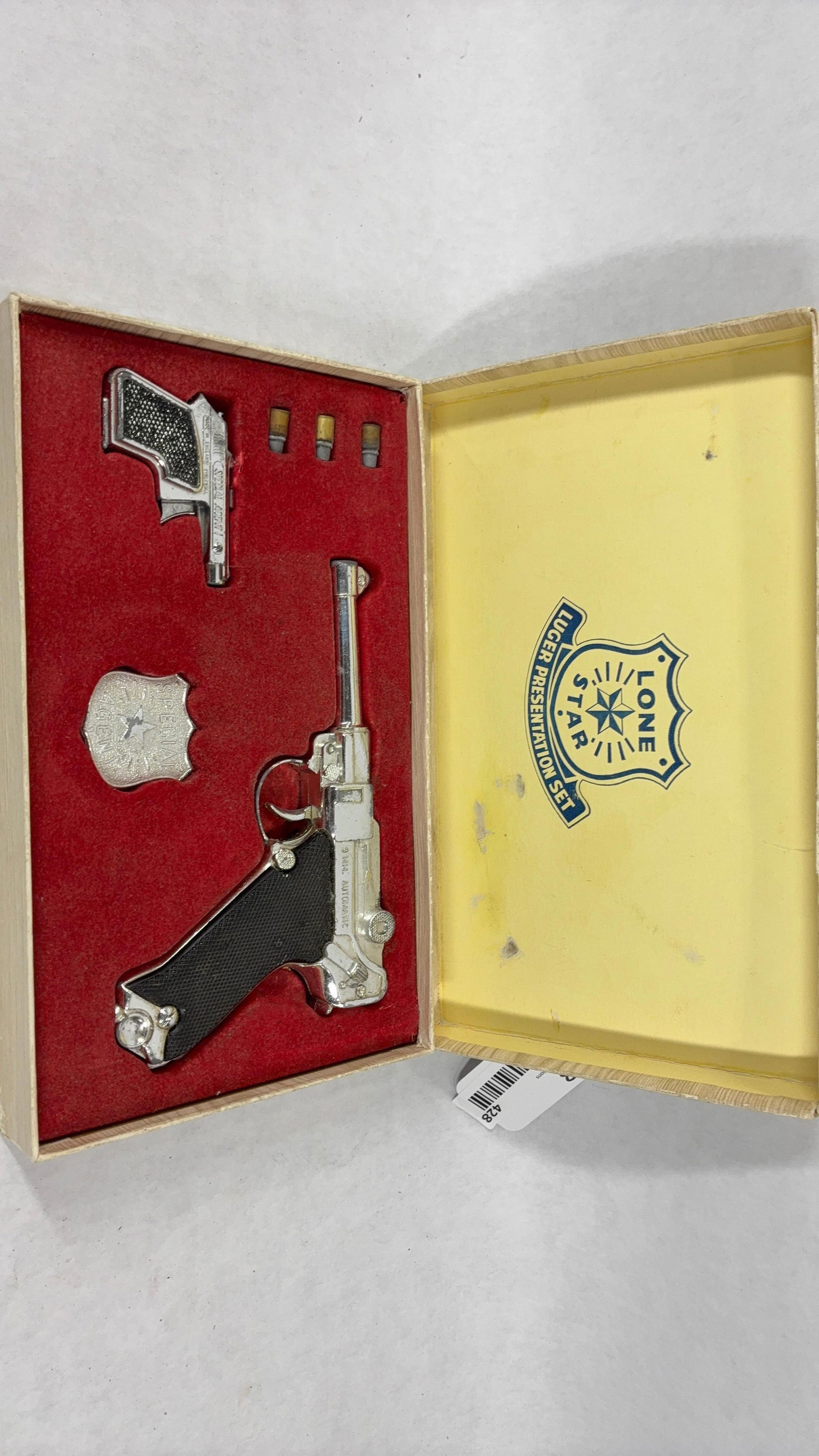 Lone Star Luger Presentation Set Toy Cap Gun Play Set w/ Badge in Original Box: Set is complete
