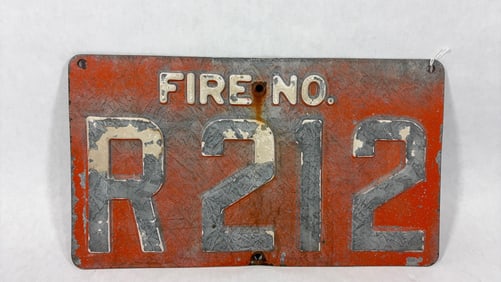 Early SSS Embossed Fire Marker Plate District Identification Number Plaque