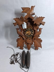 Large Antique Cuckoo Clock Inc. Weights and Trim