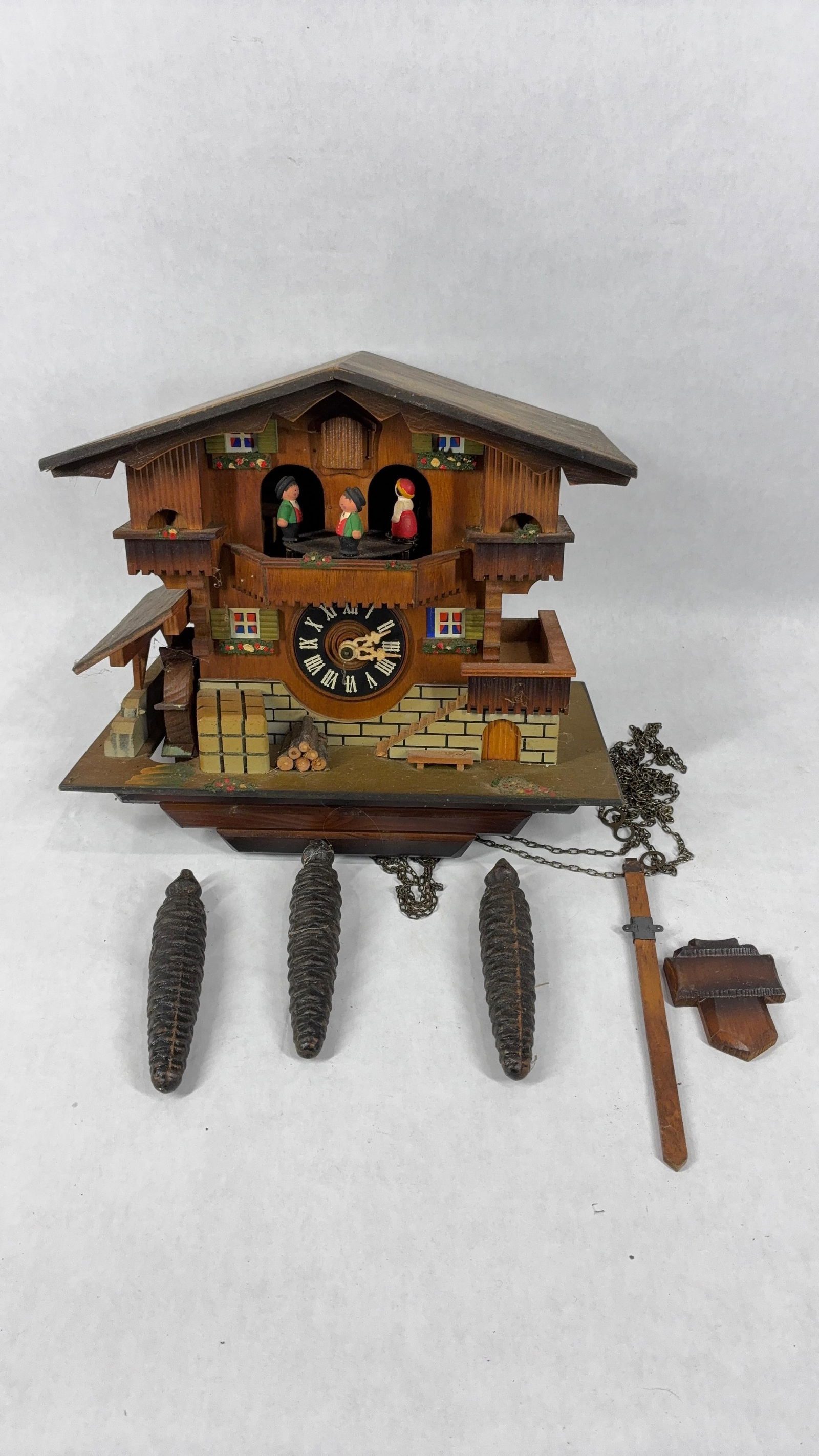 German Made Black Forest Cuckoo Clock w/ Weights (1 of 8)