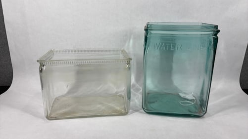 Glass Battery Box / Jar Lot of 2
