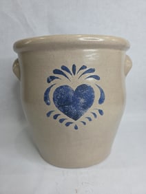 Rowe Pottery Salt Glazed 3 Gal. Stoneware Decorated Decor Crock