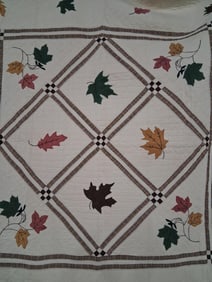 Hand Stitched Fall Leaves Applique Quilt