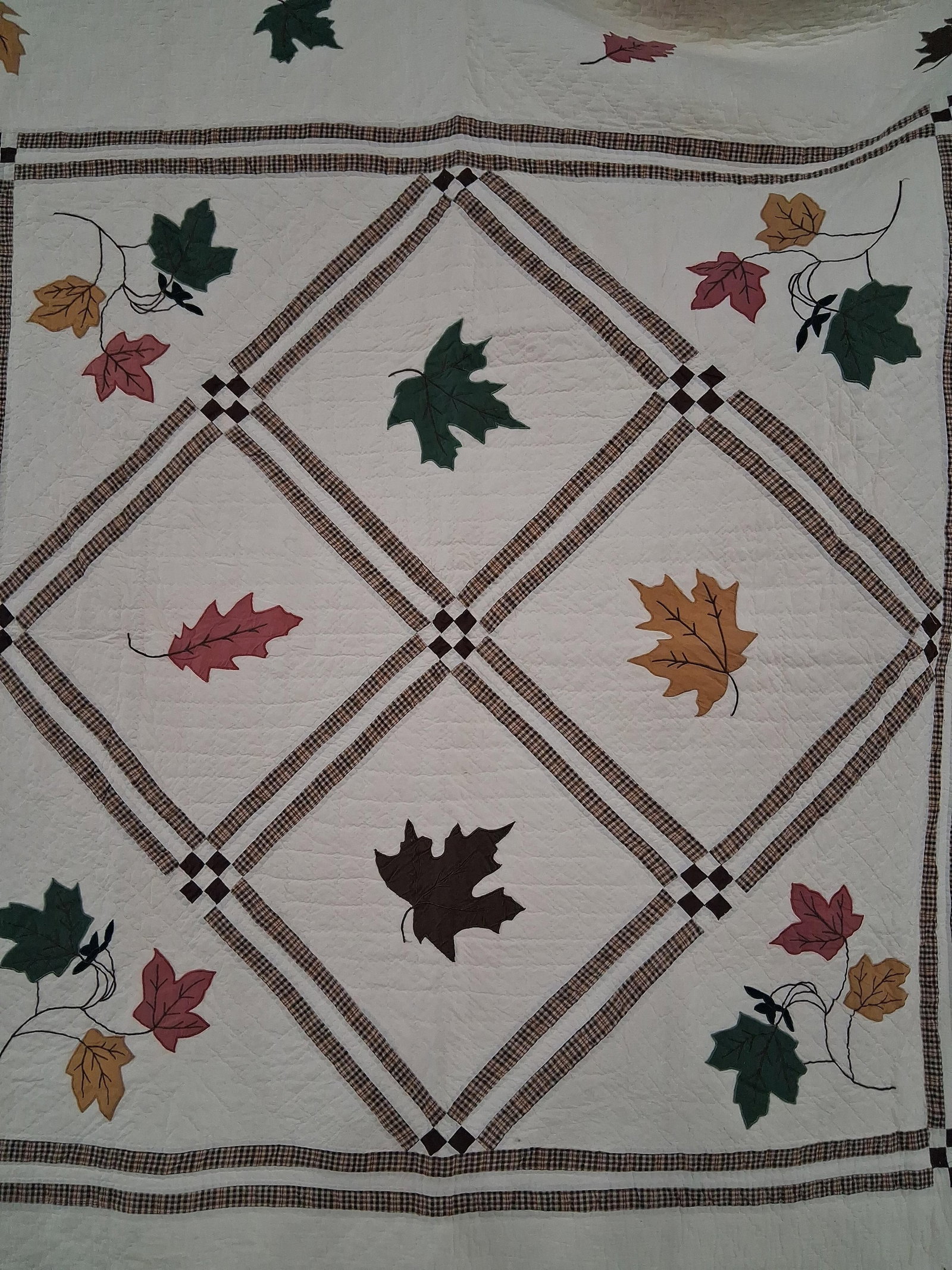 Hand Stitched Fall Leaves Applique Quilt (1 of 7)