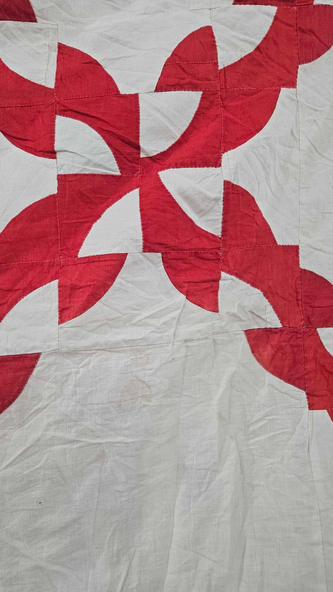 Hand Stitched Drunkards Path Quilted Back Quilt - 3