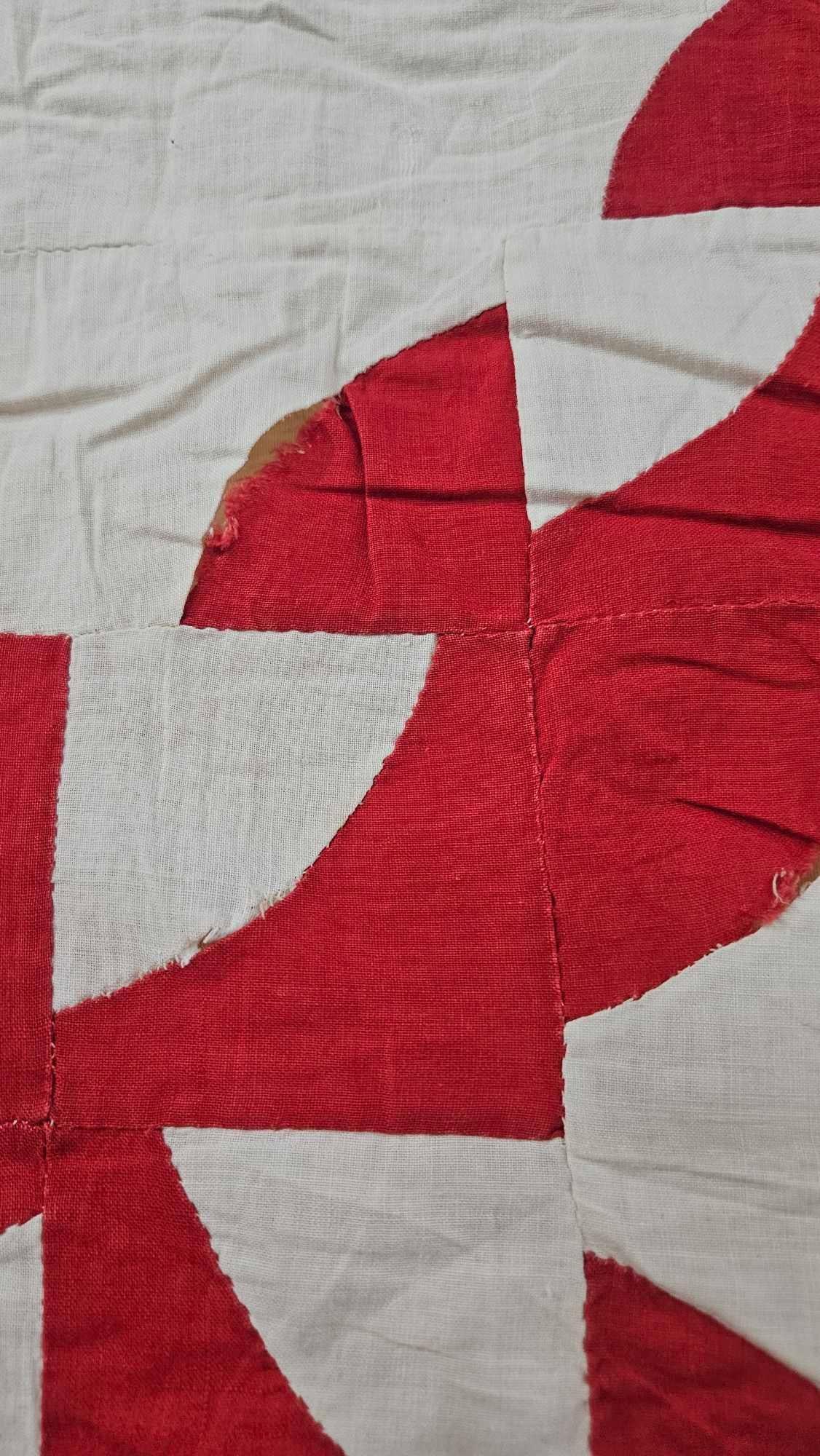 Hand Stitched Drunkards Path Quilted Back Quilt - 7