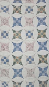 Hand Stitched Scalloped Edge Cotton Glorified 9 Patch Quilt