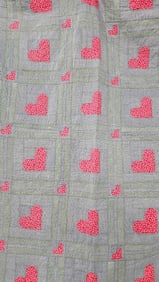 Hand Stitched Heart Square Pattern Quilt