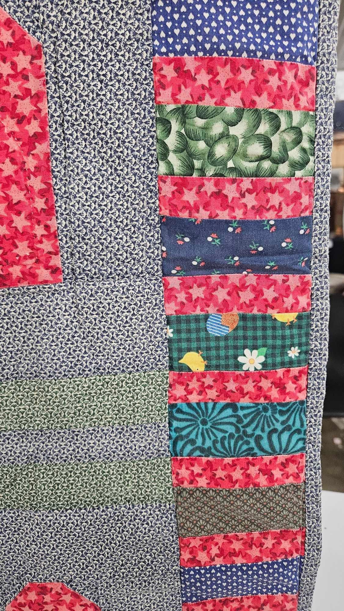 Hand Stitched Heart Square Pattern Quilt - 3