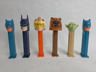 Pez Dispenser Lot Inc. Batman, Robin, Luke Skywalker, Ewok and Yoda