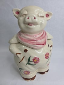USA Shawnee Pottery 1940's Hand Painted Smiley Pig Cookie Jar