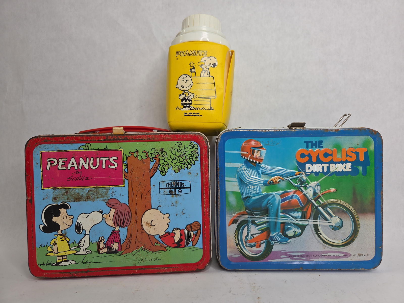 Aladdin & King Seeley Tin Lunchbox Lot of 2 Inc. The Cyclist Moped and Peanuts (1 of 20)