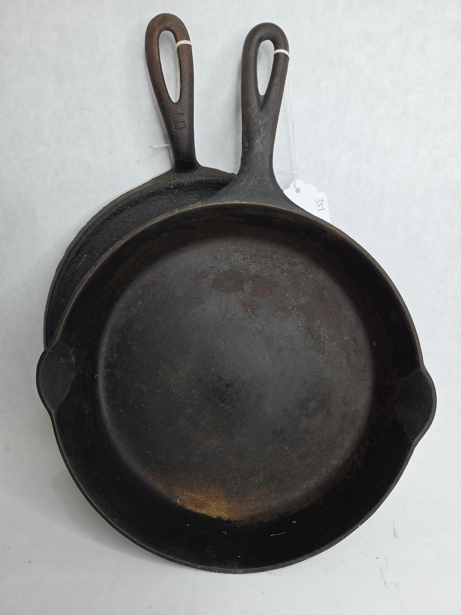 Griswold Large Block Logo No. 8 Cast Iron Skillet & No. 9 Large Block Logo Griddle (1 of 14)
