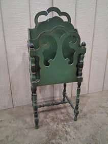 Green Painted Wood Turned Leg Multiple Compartment Standing Magazine Rack Stand