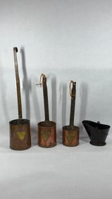 Great Antique Graduated Russian Copper Nesting Dippers/Miracle Lamps w/ Miniature Coal Bucket