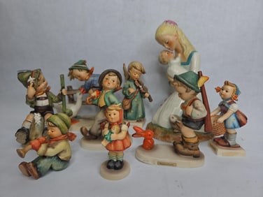 Goebel Porcelain Figural Lot Inc. 9 Various Early Hummel and More Figurines Some Signed
