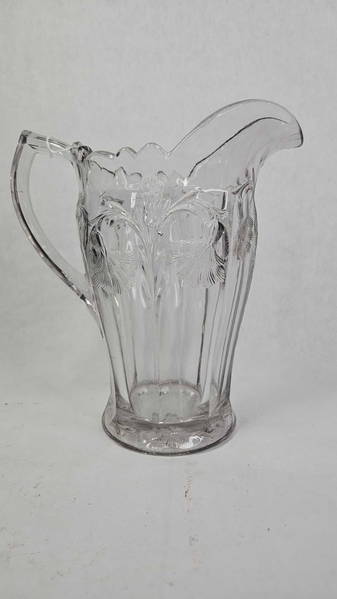 Solid Crystal Floral Engraved Water Pitcher (1 of 6)
