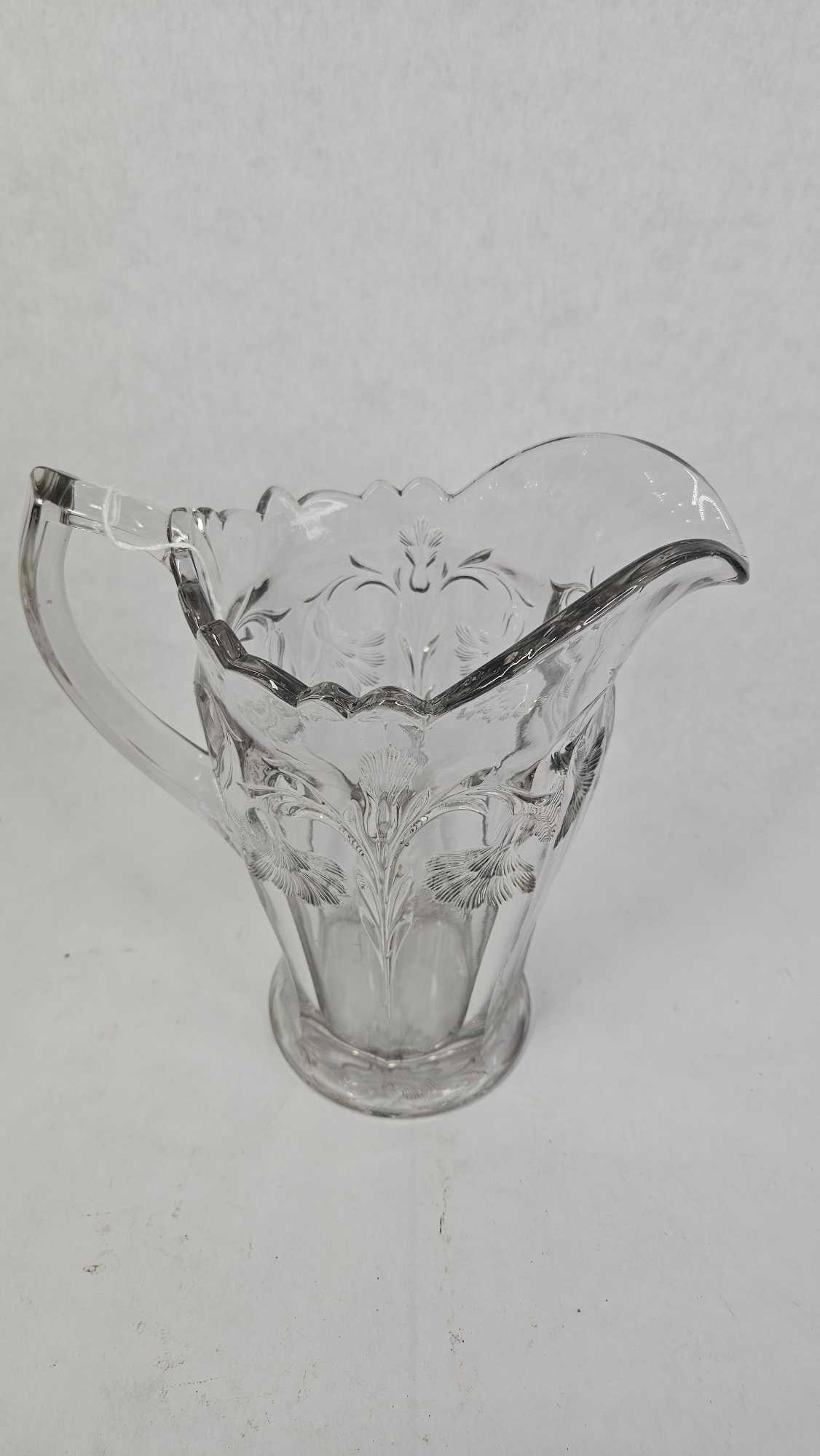 Solid Crystal Floral Engraved Water Pitcher - 2