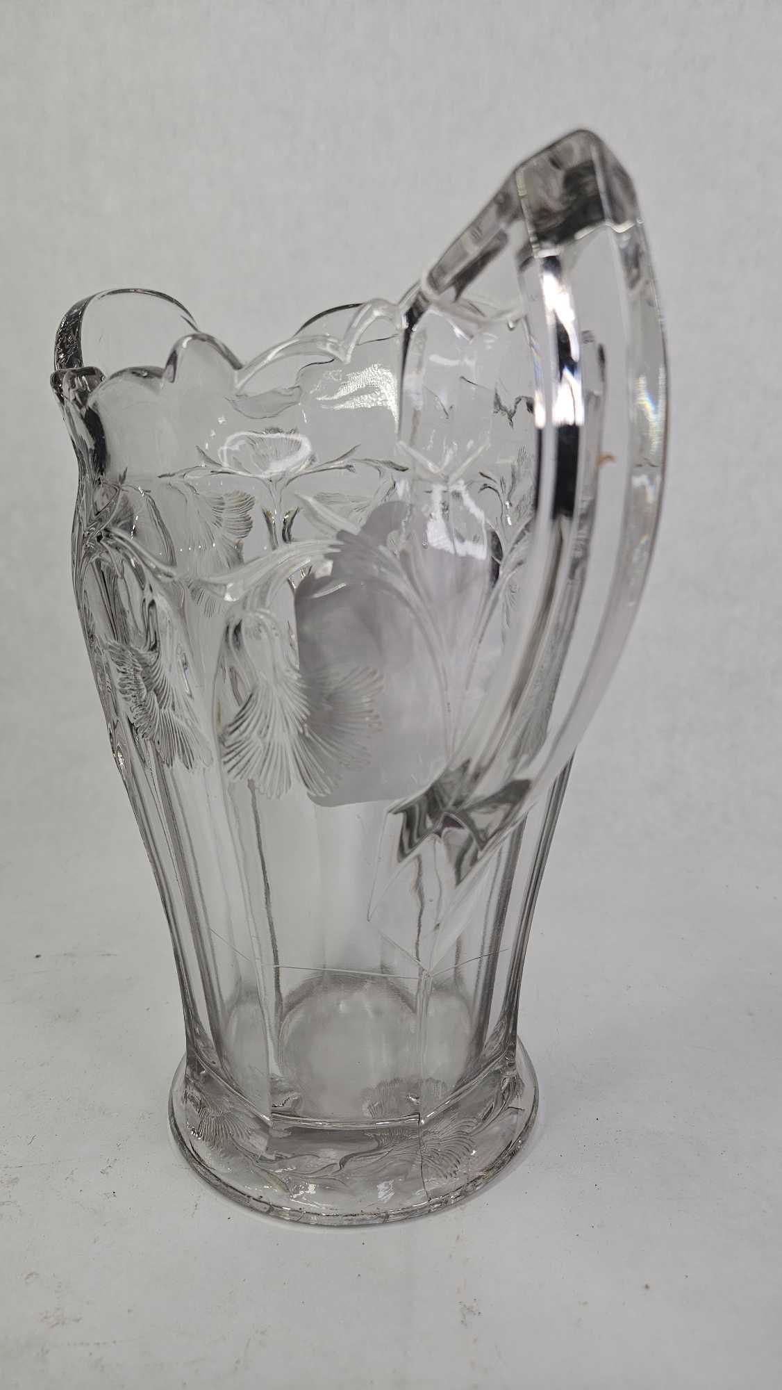 Solid Crystal Floral Engraved Water Pitcher - 5