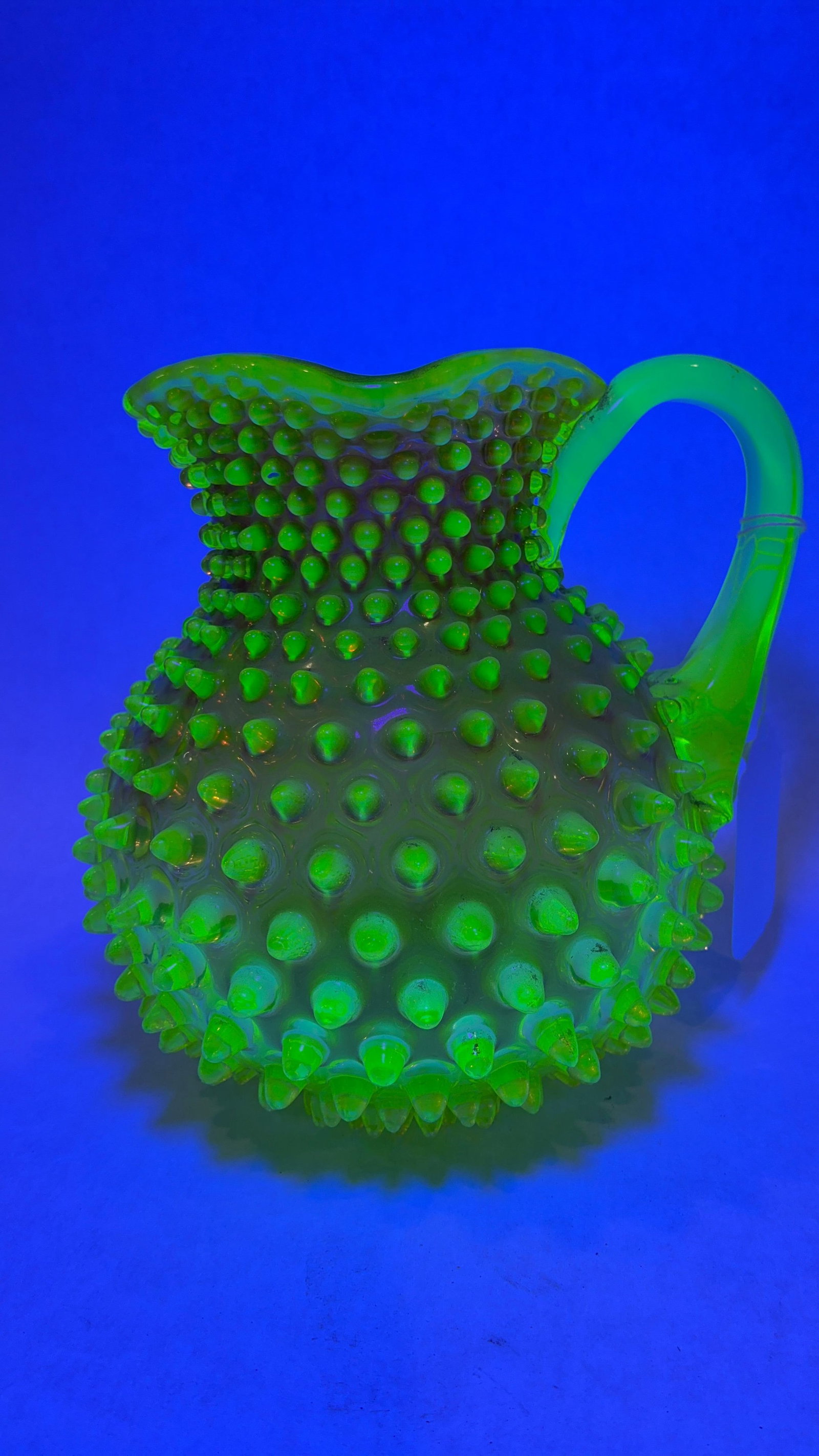 Hobbs Hobnail Ombre Vaseline Glass Pitcher (1 of 7)
