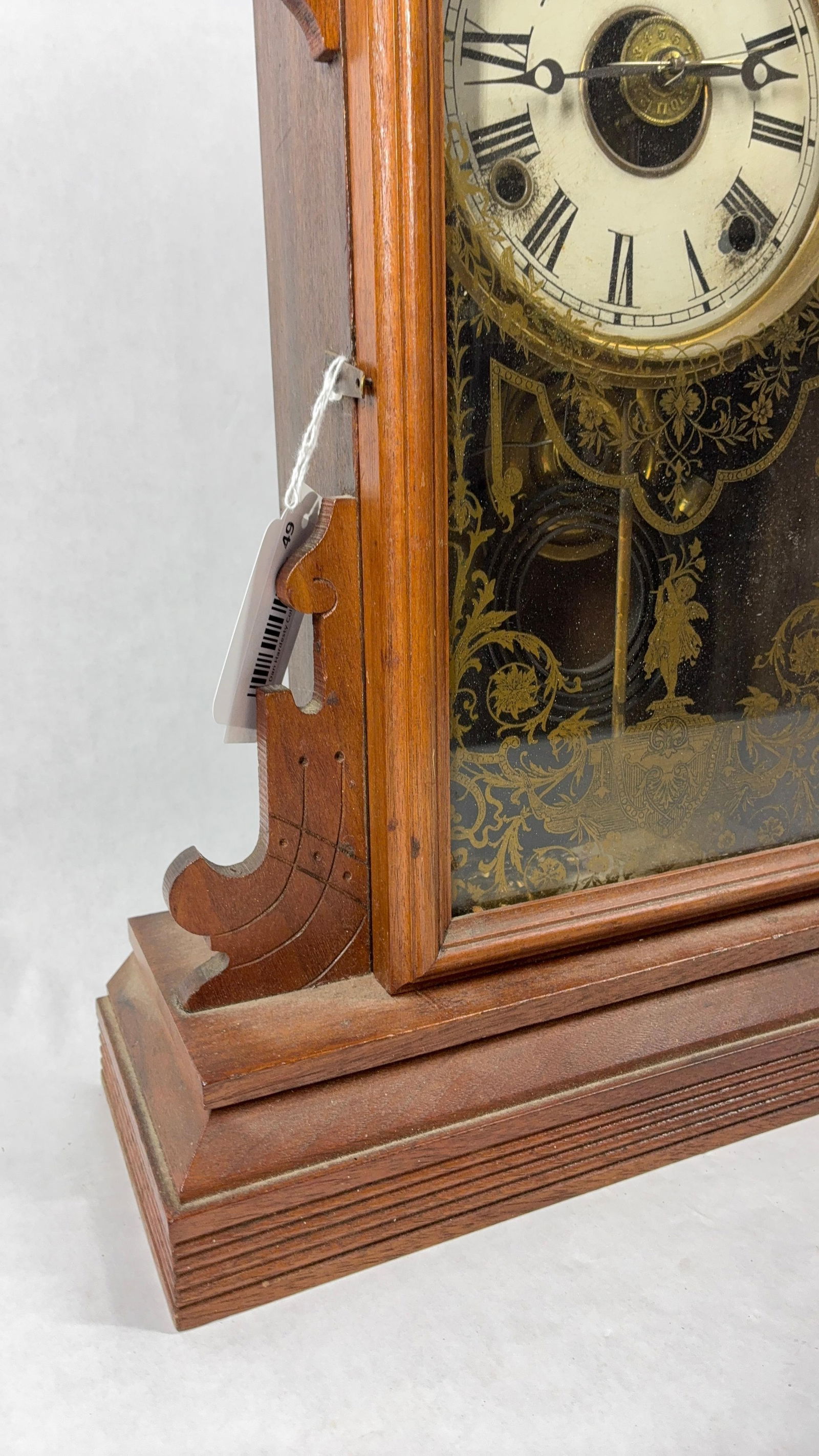 Key WInd Oak Gingerbread Mantle Clock - 5