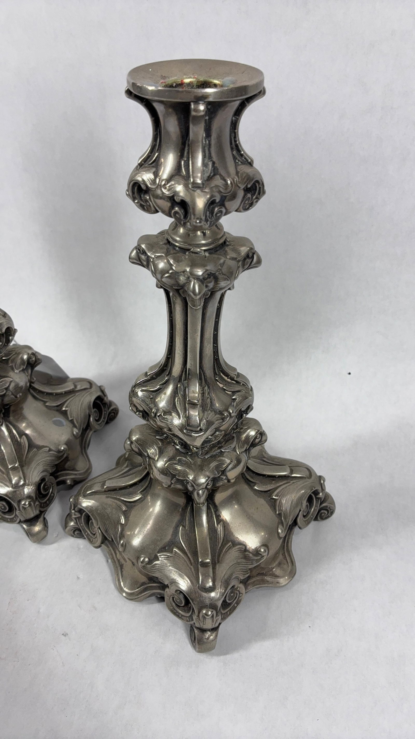 Sterling Silver Phoenix Head Candlesticks - 3