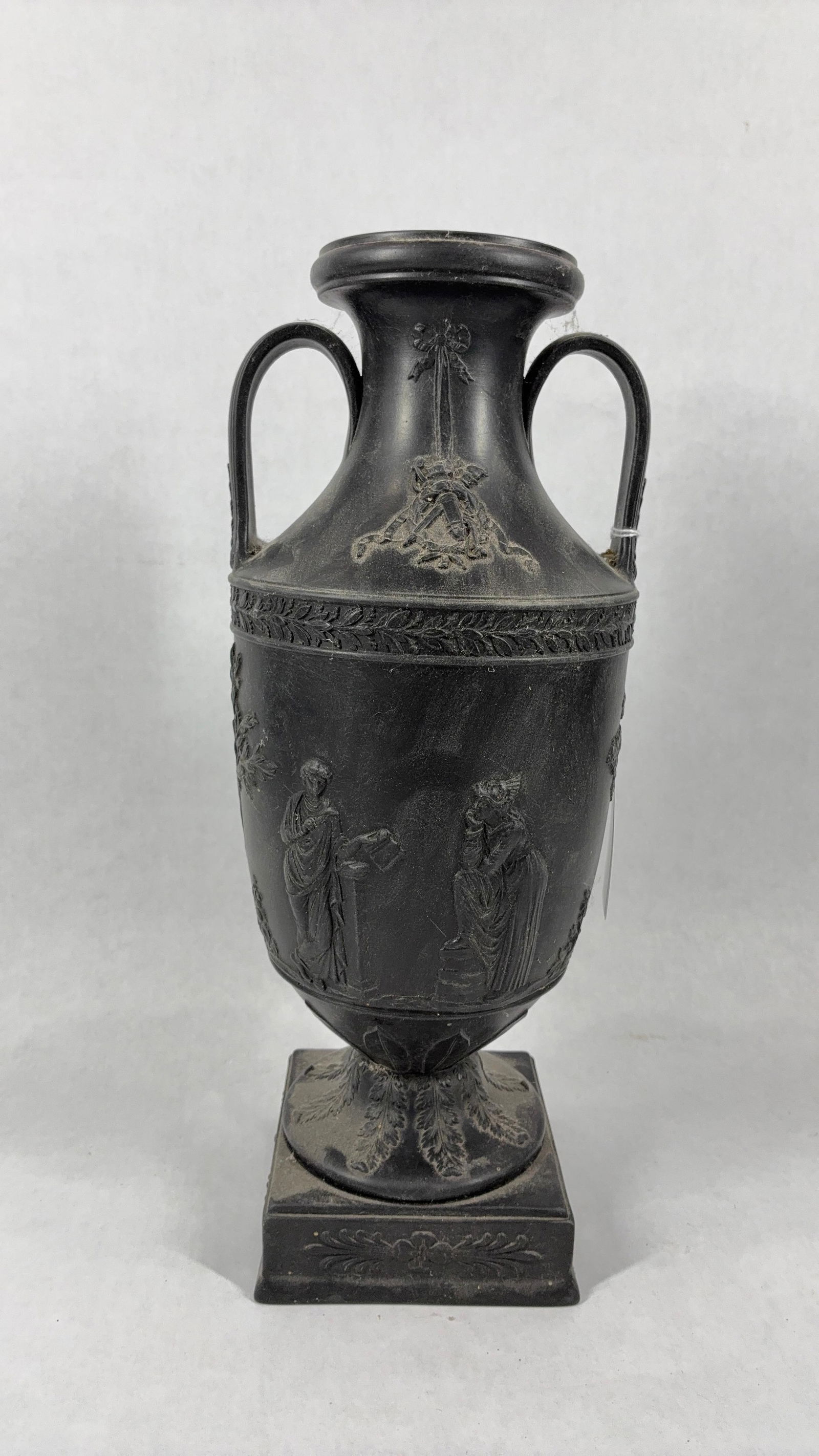 Wedgwood Black Basalt Two Handled Vase (1 of 9)