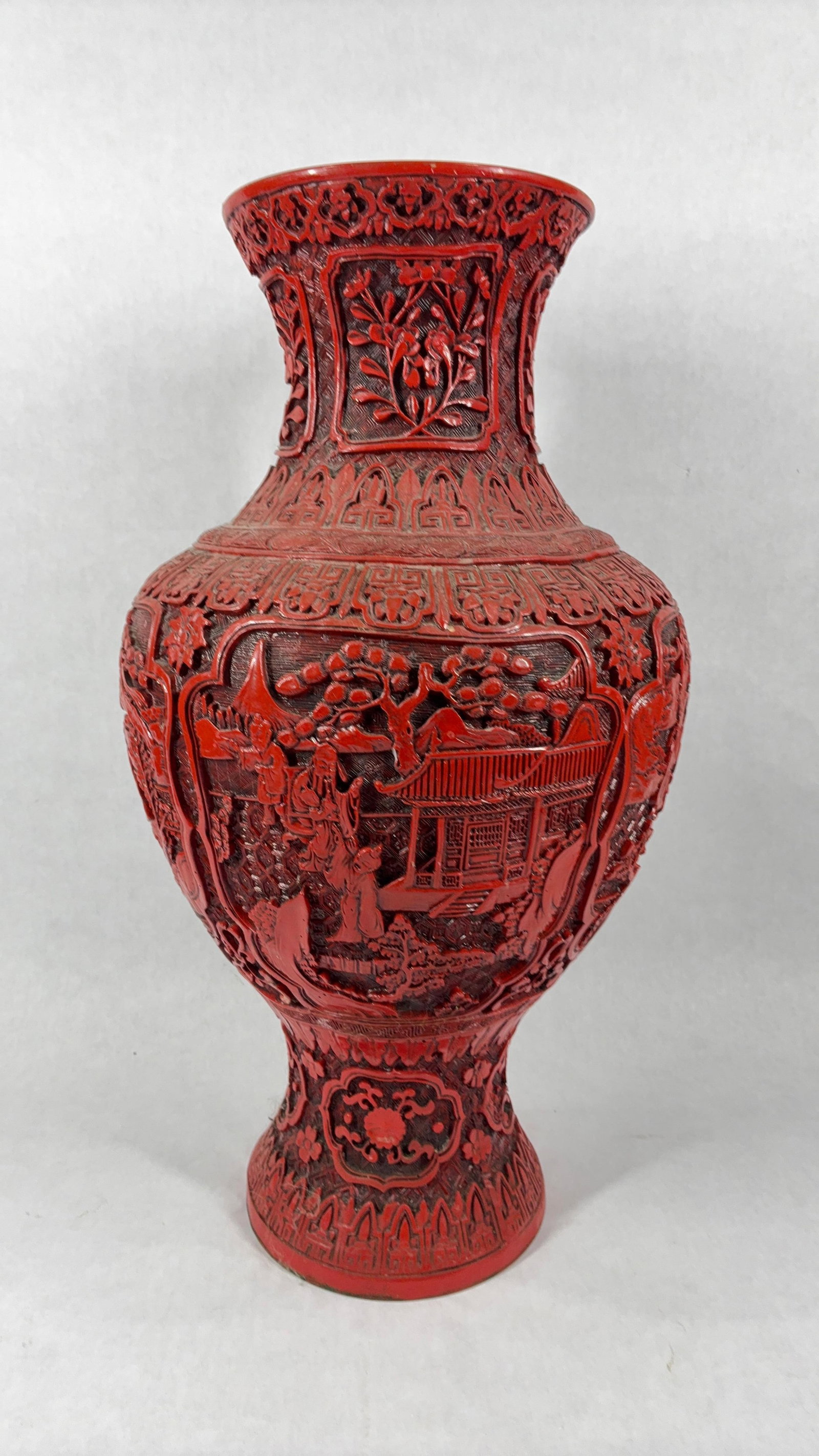 Large Chinese Cinnabar Lacquer Vase (1 of 9)