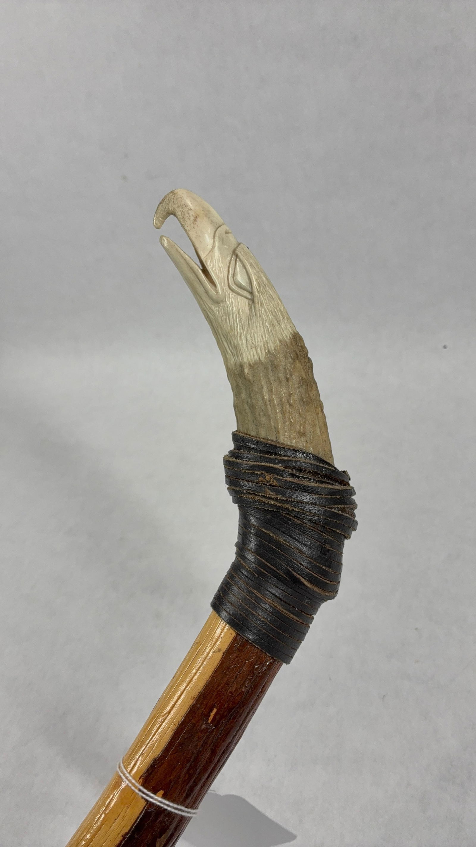 Horn Handle Carved Eagle Cane - 2