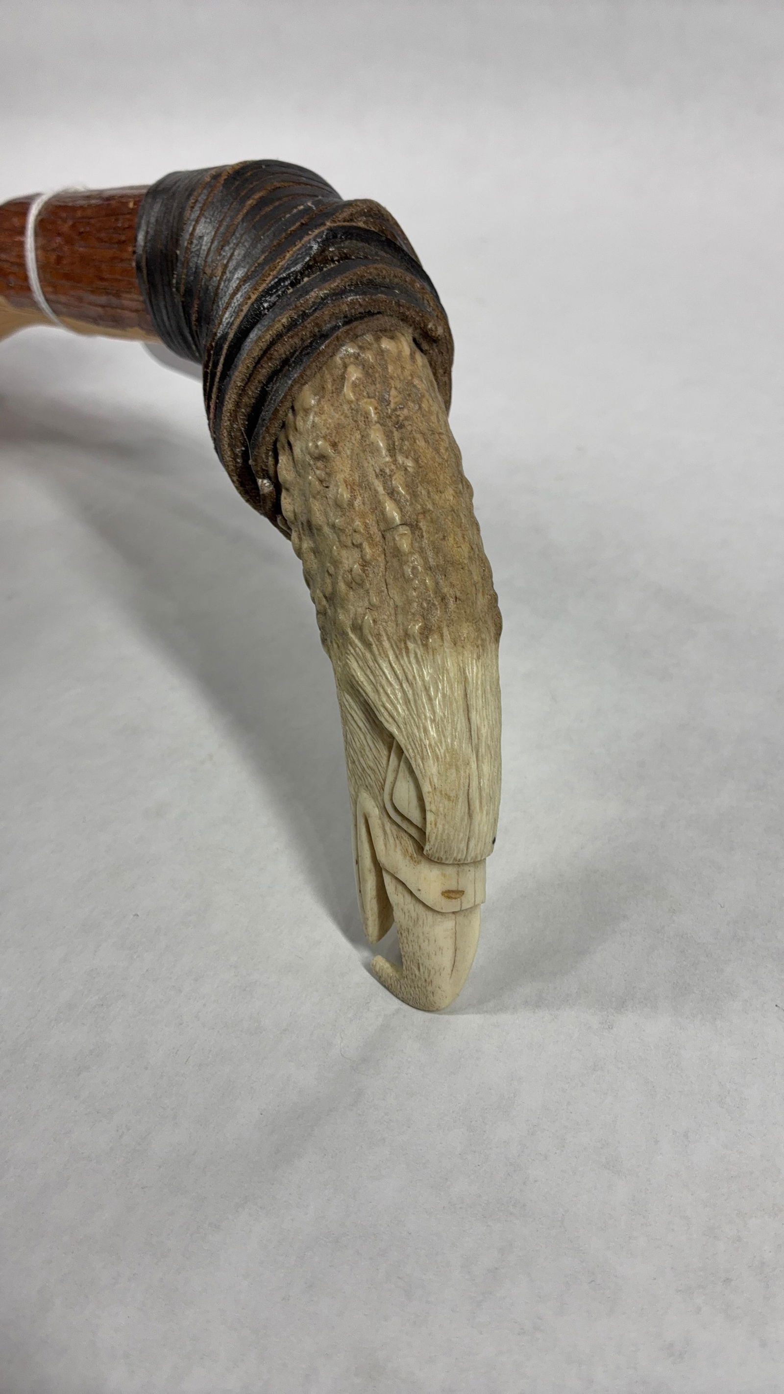 Horn Handle Carved Eagle Cane - 4