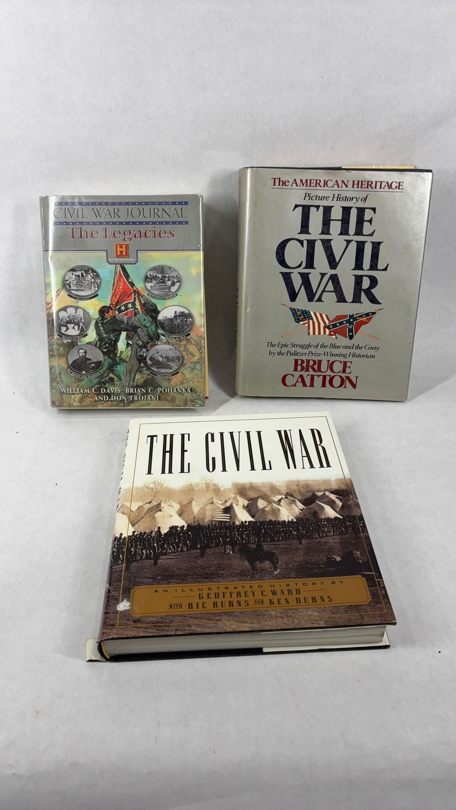 American Civil War History Books: Three various books including The American Heritage Picture History of The Civil War, Civil War The Legacies, and The Civil War.