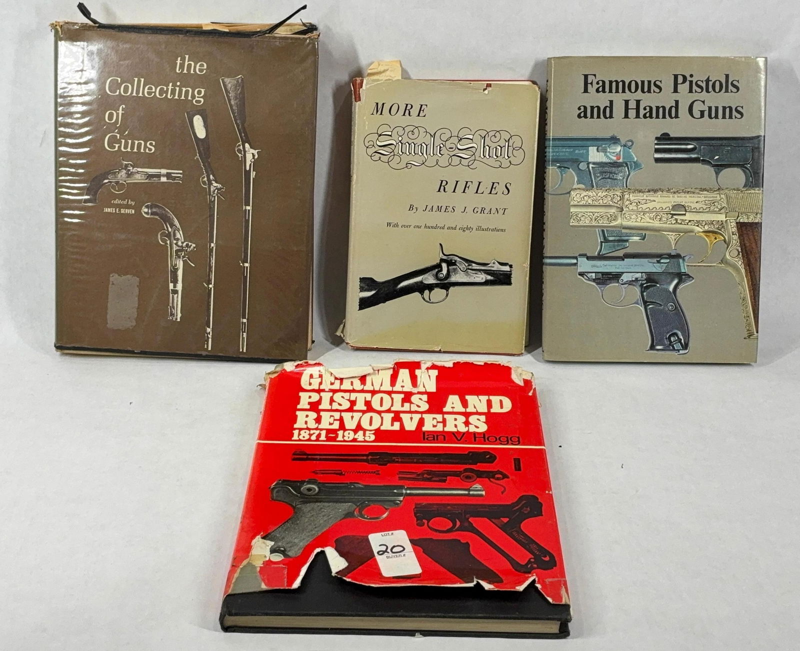 History & Educational Pistol and Rifle Books: Four titles including More Single Shot Rifles by James J. Grant, Famous Pistols and Handguns, The Collecting of Guns, and German Pistols and Revolvers 1871-1945 by Ian V. Hogg