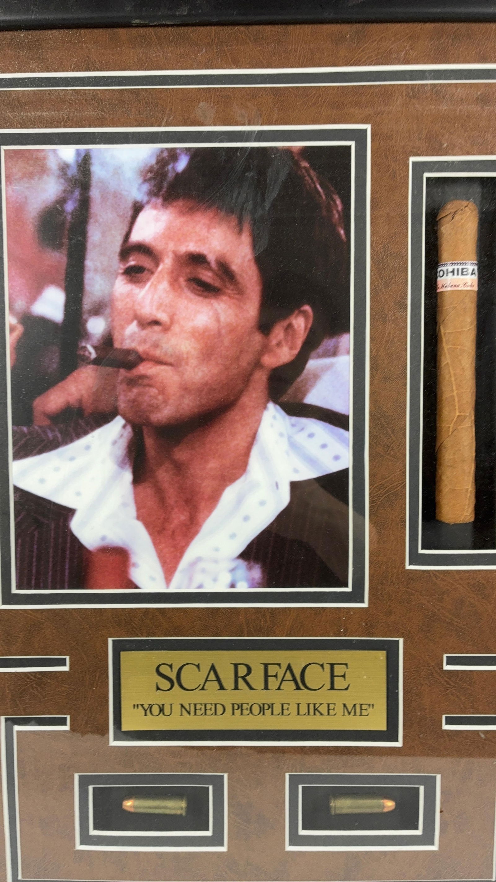 Scarface Collector Shadow Box w Cigar & Bullet: A cool collector display 22.5x18.5