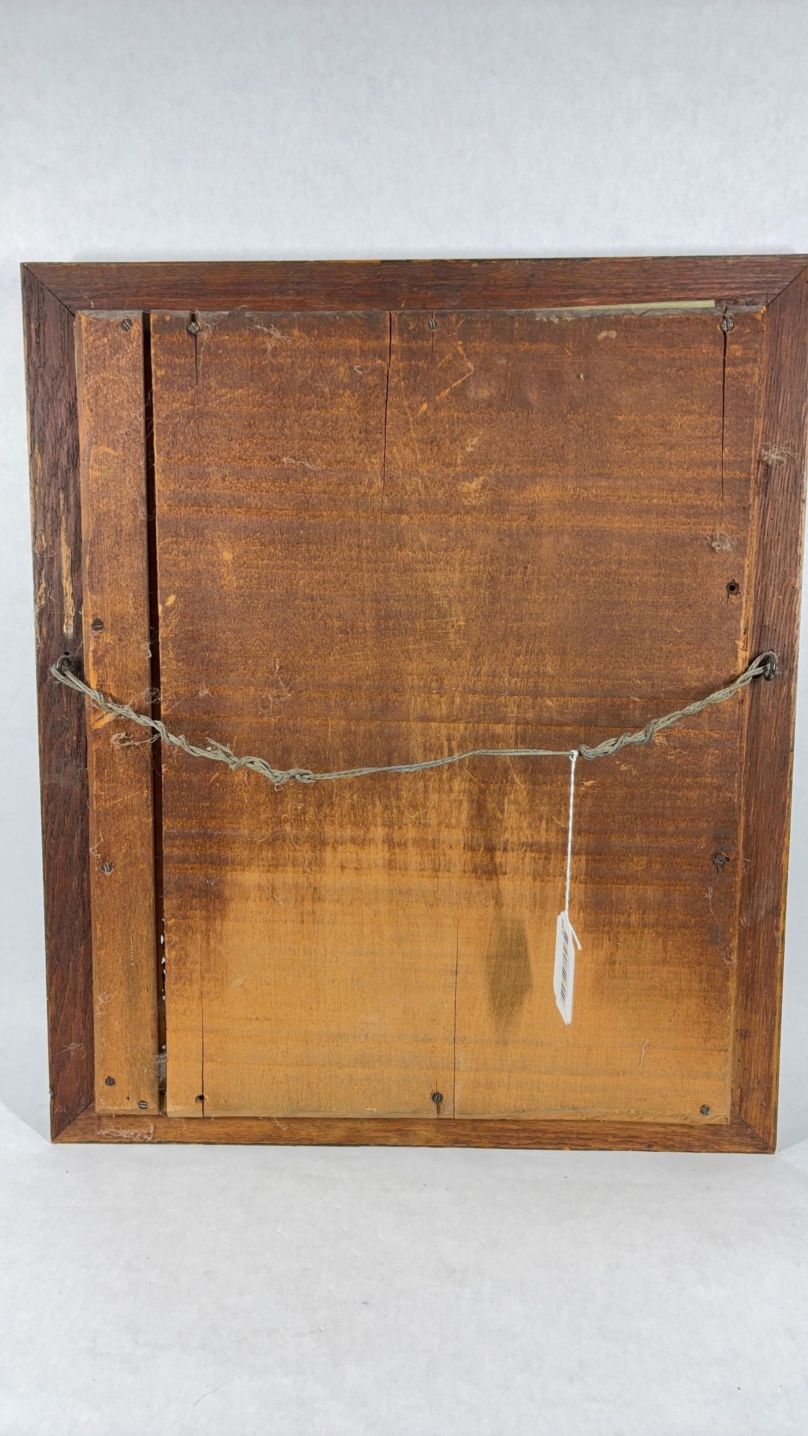 The Lords Prayer Multi Layered Wood Framed Carving: Highly carved with painted details. A wonderful oak and acorn frame lines this early prayer. Several small chips from wood frame. 24x20