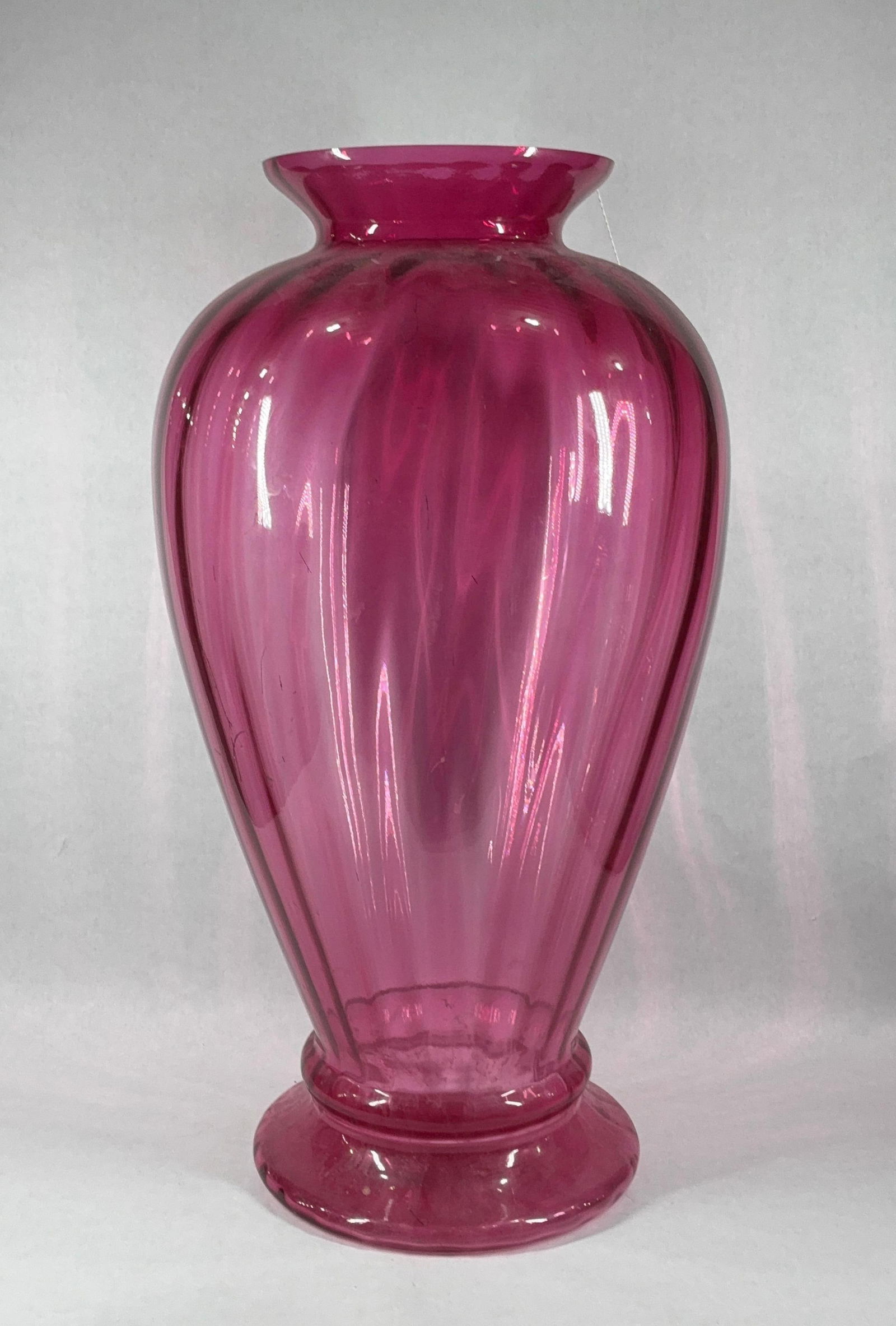Huge Cranberry Glass Urn titles Transparent Forms: 28 inches tall. Vase is in nice condition with no damage showing. Included is a letter of authenticity, artist Nicholas Kekic.