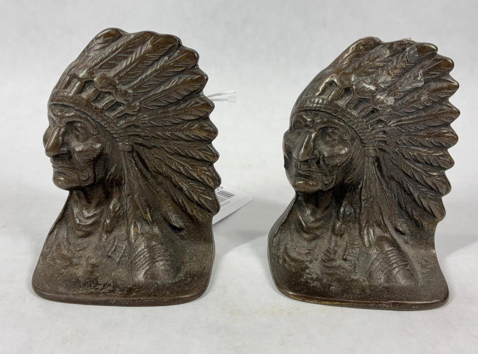 Native American Chief w Head Dress Bookends: Each is 4.5x3